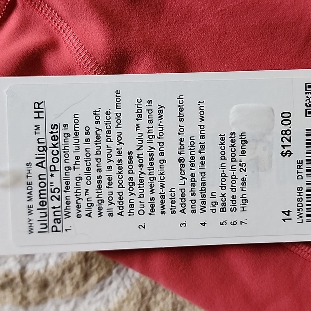 Lululemon Align HR Pant 25" *Pockets In Desert Red NWT - Picture 6 of 8